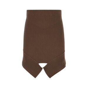 ANDREADAMO Ribbed Knit Asymmetric Skirt Women BROWN Skirts